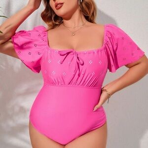 SHEIN CURVE ONE PIECE BATHING SUIT PINK 1X